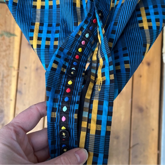 Franco Negretti Men’s Flip Cuff Button Down Plaid Shirt Sz L - Picture 6 of 13